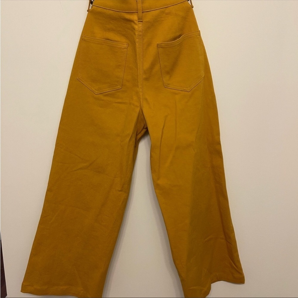 Whimsy & Row Flora Organic Cotton Wide Leg Cropped Pant in Mustard Yellow - Picture 5 of 9